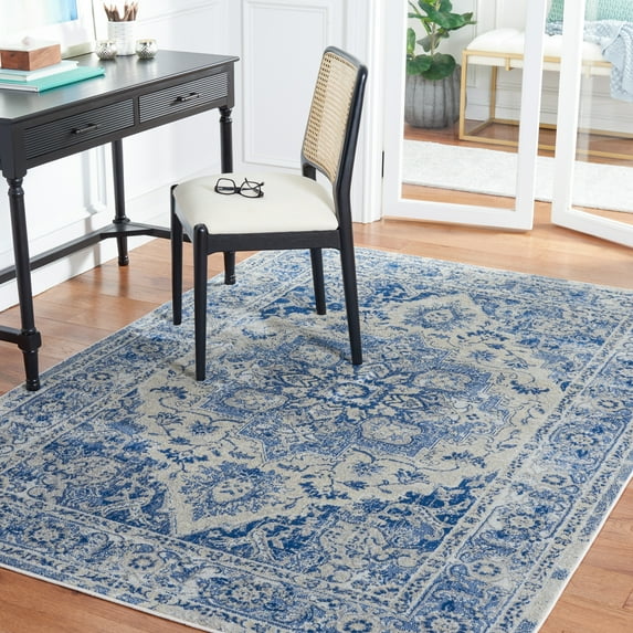 SAFAVIEH Brentwood Emalee Oriental Area Rug, Blue/Ivory, 5'3" x 7'6"