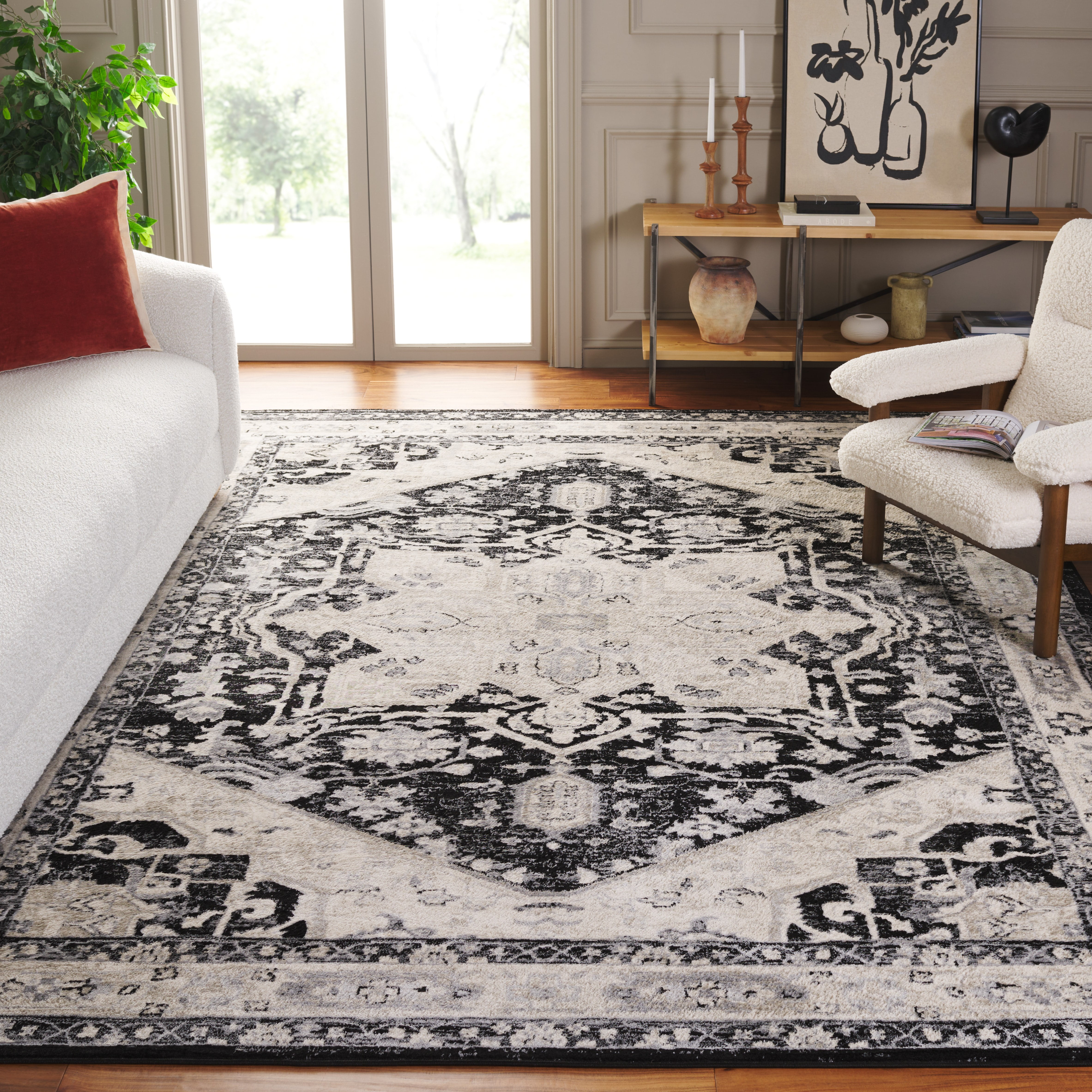 SAFAVIEH Brentwood Ezra Oriental Area Rug, Black/Ivory, 8' x 10'