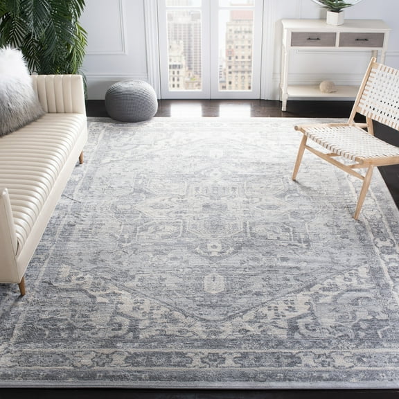 SAFAVIEH Brentwood Ezra Oriental Area Rug, Cream/Gray, 10' x 10' Square