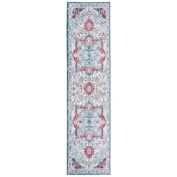 SAFAVIEH Brentwood Ezra Oriental Runner Rug, Ivory/Red, 2' x 8'