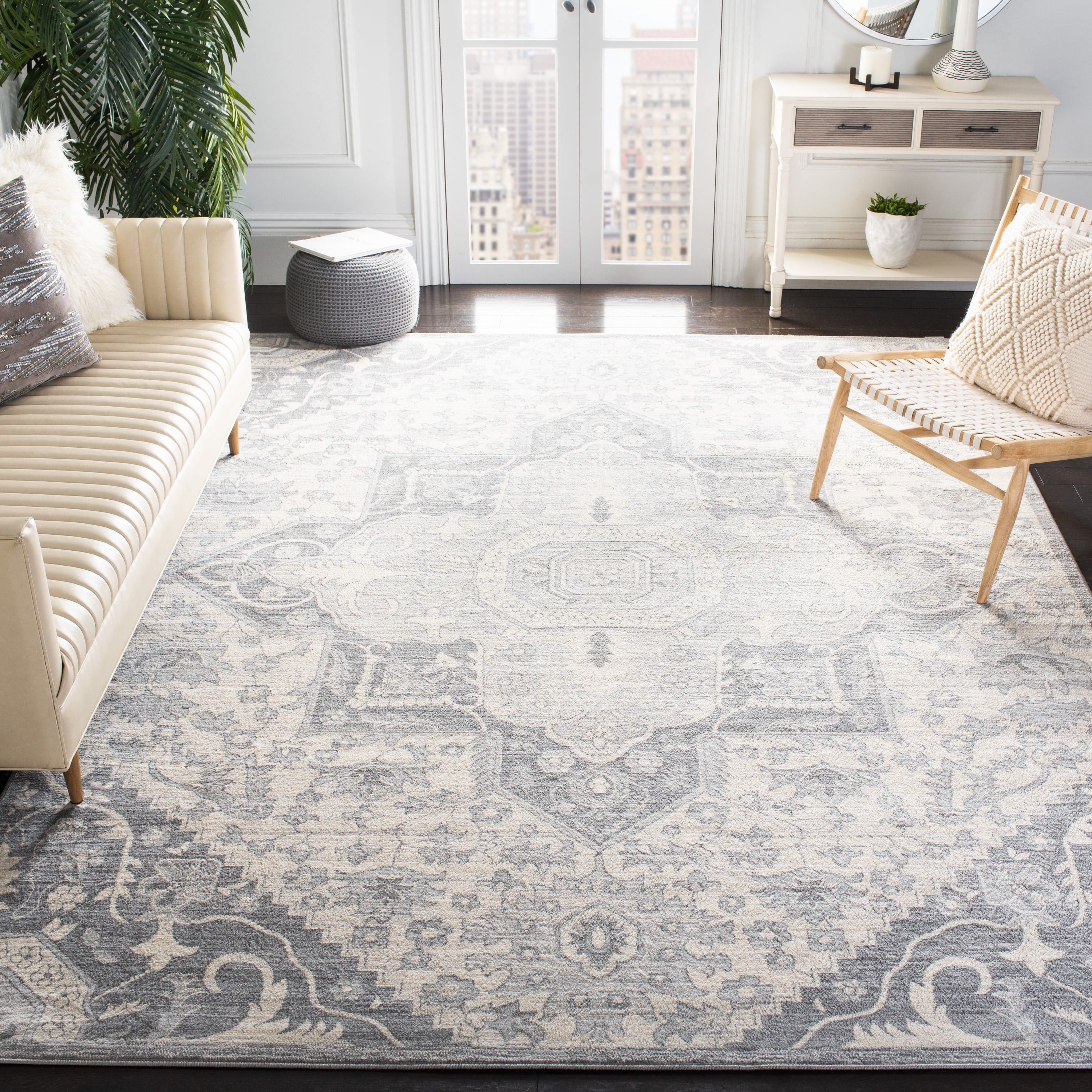 SAFAVIEH Brentwood Felix Floral Area Rug, 11' x 15', Grey/Cream
