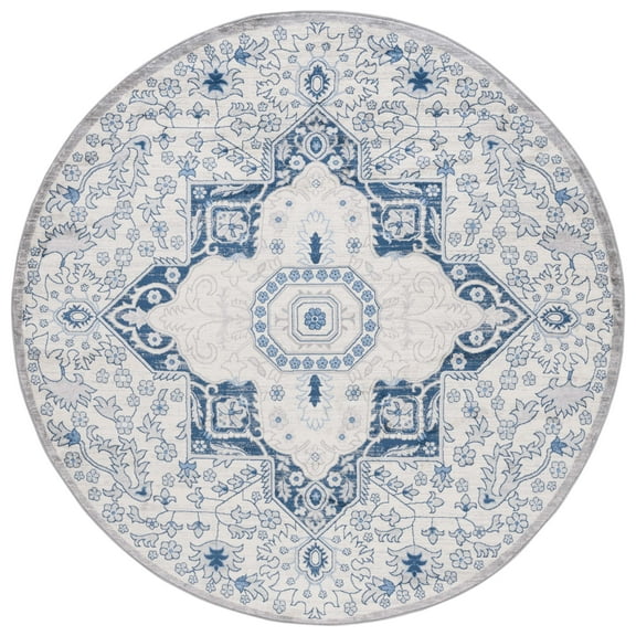 SAFAVIEH Brentwood Trecia Oriental Area Rug, Cream/Blue, 6'7" x 6'7" Round