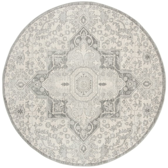 SAFAVIEH Brentwood Felix Floral Area Rug, 6'7" x 6'7" Round, Grey/Cream