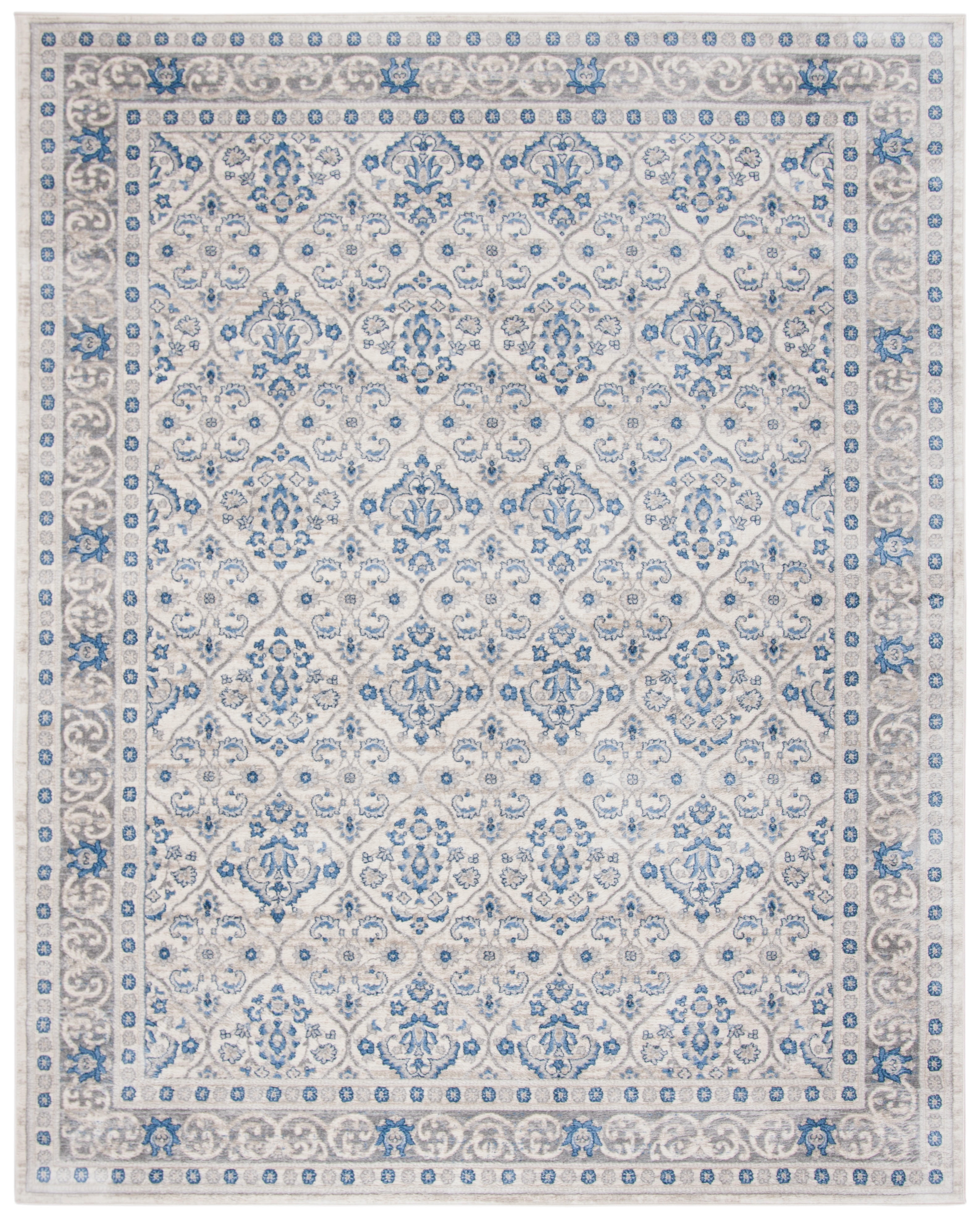 Brentwood Light Grey and Blue Synthetic 8' x 10' Non-slip Area Rug