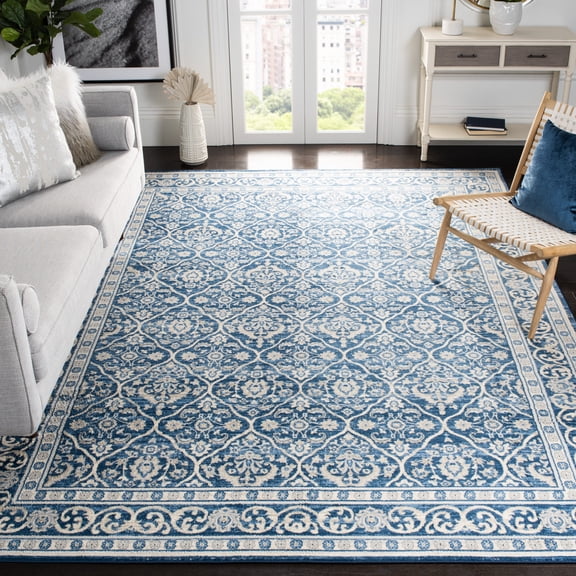 SAFAVIEH Brentwood Gillian Floral Area Rug, Navy/Light Gray, 9' x 12'