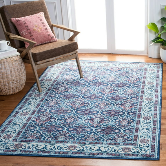 SAFAVIEH Brentwood Gillian Floral Area Rug, Navy/Red, 4' x 6'