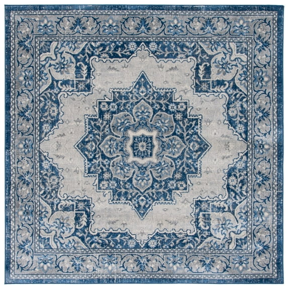 SAFAVIEH Brentwood Gisselle Oriental Area Rug, 6'7" x 6'7" Square, Blue/Ivory