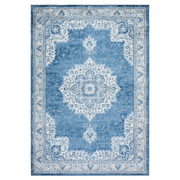 SAFAVIEH Brentwood Gisselle Oriental Runner Rug, 2' x 9', Ivory/Navy