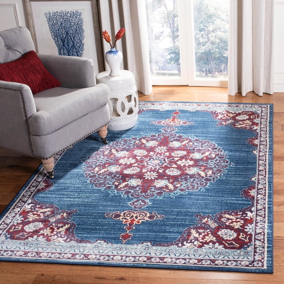 SAFAVIEH Brentwood Cahal Oriental Area Rug, Navy/Burgundy, 2' x 4'
