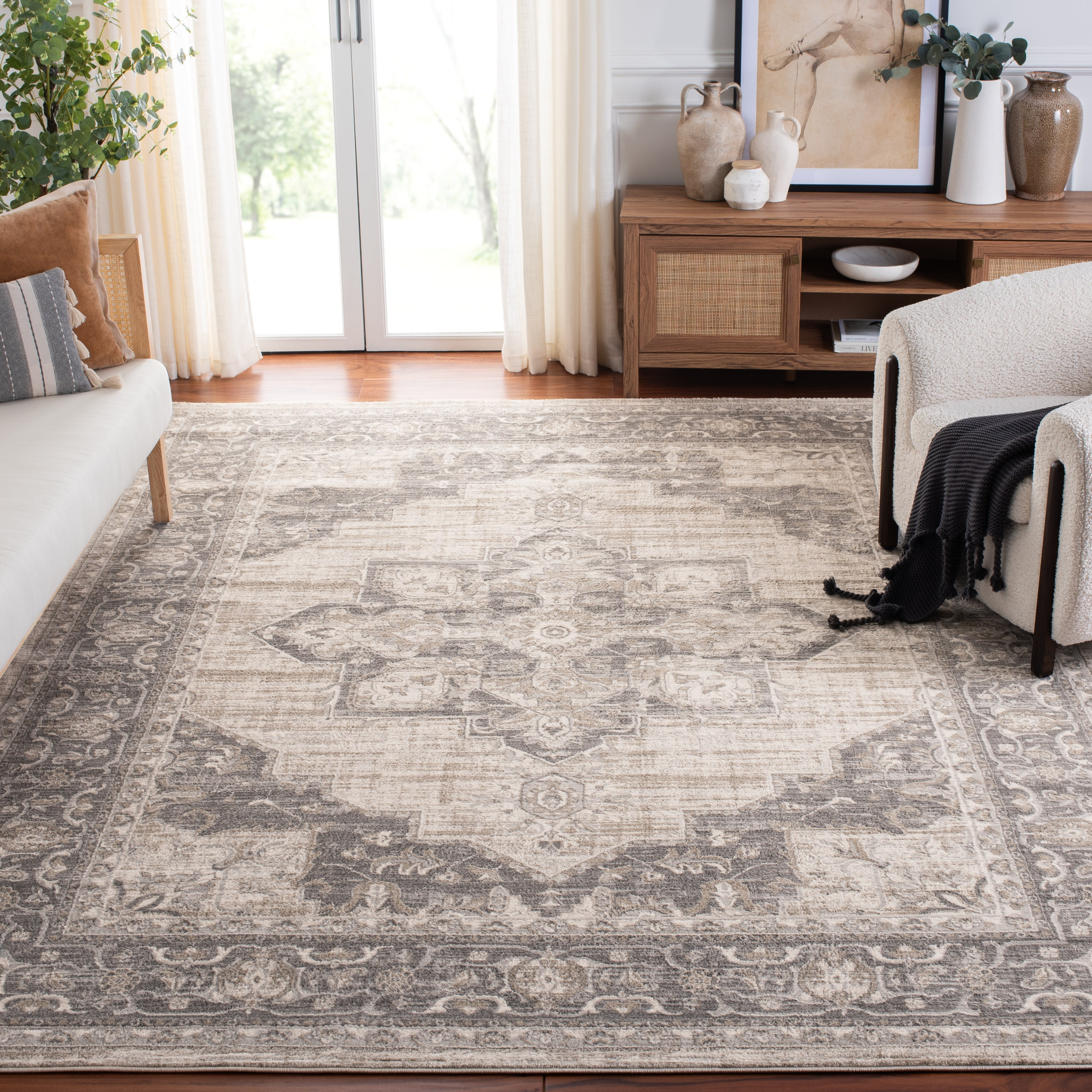 SAFAVIEH Brentwood Salah Oriental Area Rug, Cream/Gray, 12' x 15'