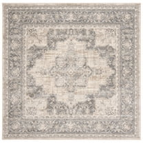SAFAVIEH Brentwood Jameson Floral Bordered Area Rug, 4' x 4' Square, Cream/Grey