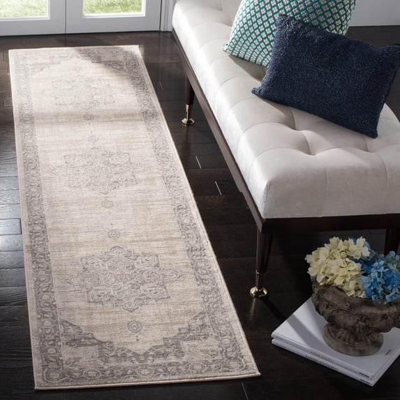 SAFAVIEH Brentwood Salah Oriental Runner Rug, Cream/Gray, 2' x 8'