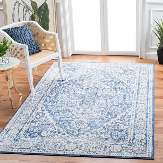 SAFAVIEH Brentwood Adams Oriental Area Rug, Ivory/Navy, 2' x 4'