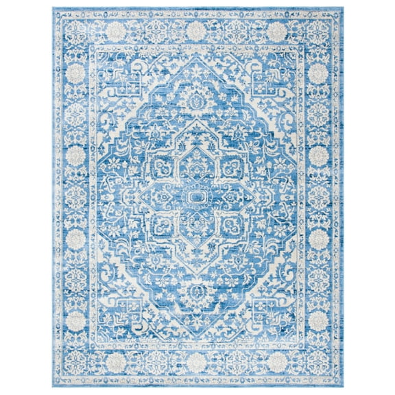 SAFAVIEH Brentwood Jaymz Floral Bordered Area Rug, 9' x 12', Ivory/Navy