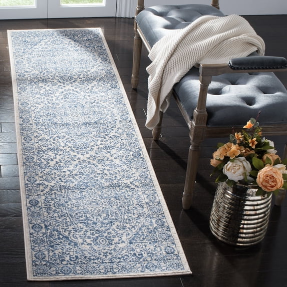 SAFAVIEH Brentwood Adams Oriental Runner Rug, Navy/Light Gray, 2' x 8'