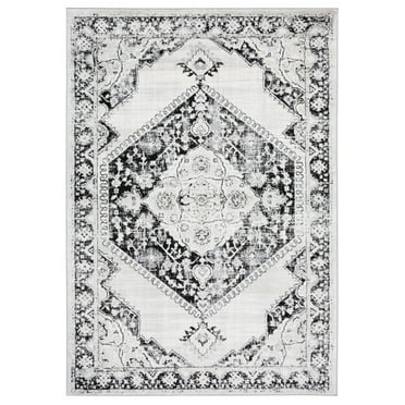 SAFAVIEH Brentwood Jervis Oriental Area Rug, 5'3" x 7'6", Black/Ivory