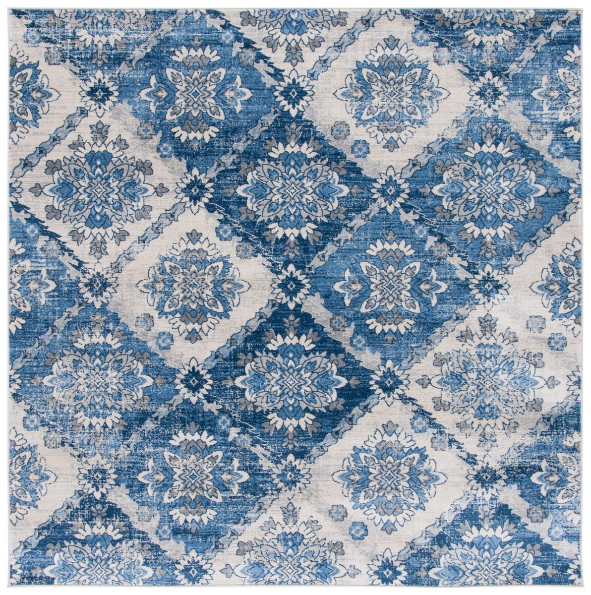 SAFAVIEH Brentwood Joisee Oriental Area Rug, 6'7" x 6'7" Square, Ivory/Blue