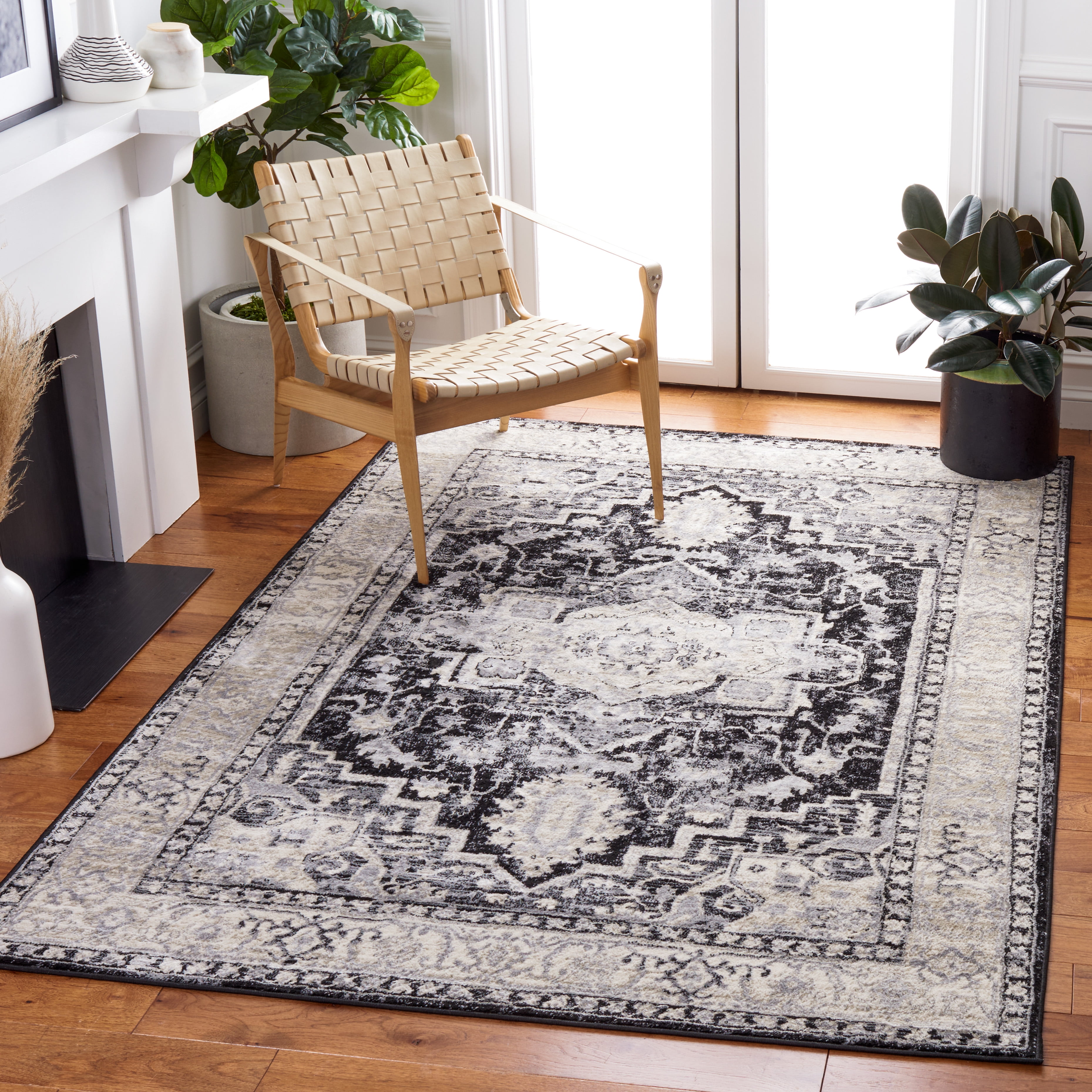 SAFAVIEH Brentwood Dimas Oriental Area Rug, Black/Gray, 3' x 5'