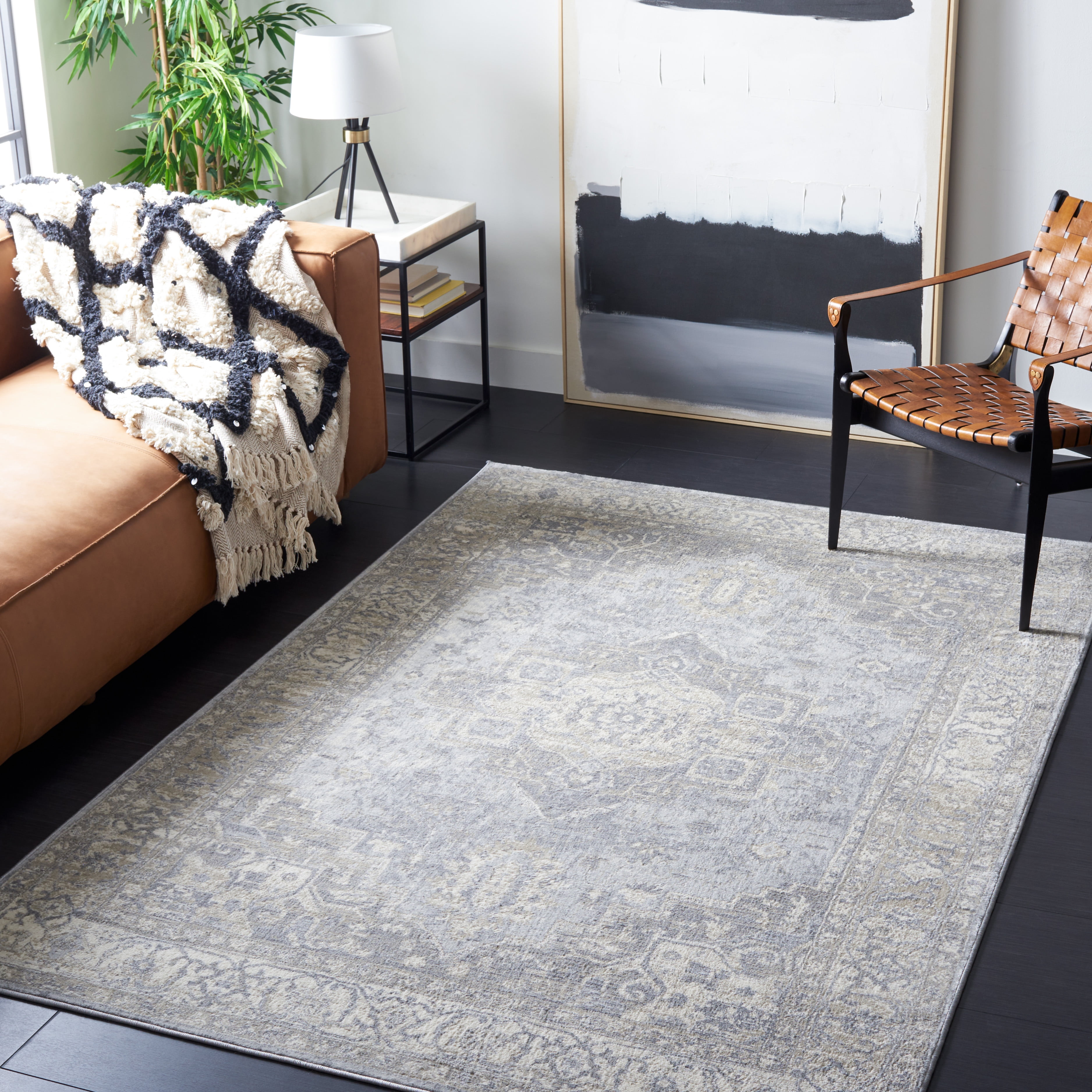 SAFAVIEH Brentwood Dimas Oriental Area Rug, Gray/Beige, 3' x 5'