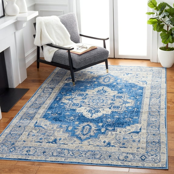 SAFAVIEH Brentwood Dimas Oriental Area Rug, Blue/Gray, 4' x 6'