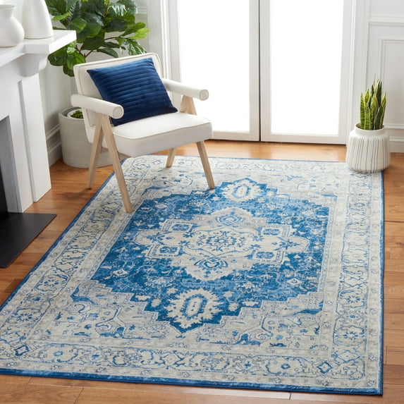 SAFAVIEH Brentwood Dimas Oriental Area Rug, Navy/Gray, 4' x 6'