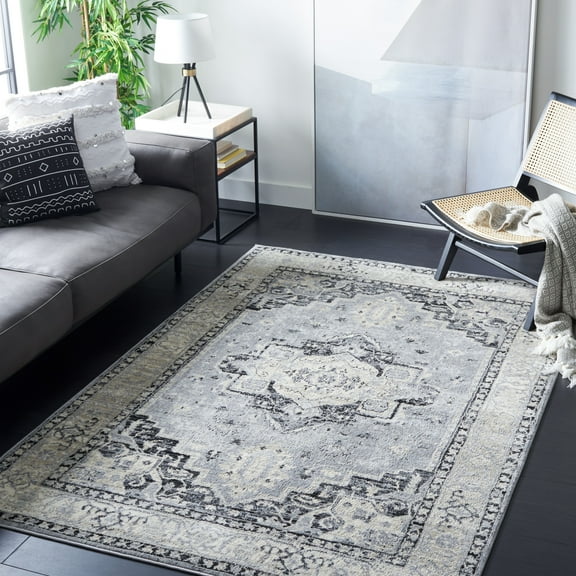 SAFAVIEH Brentwood Dimas Oriental Area Rug, Silver/Black, 5'3" x 7'6"