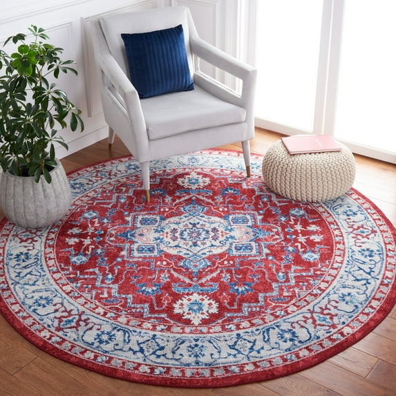 SAFAVIEH Brentwood Dimas Oriental Area Rug, Red/Beige, 6'7" x 6'7" Round