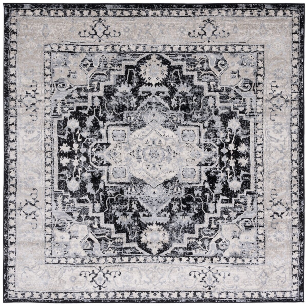 SAFAVIEH Brentwood Dimas Oriental Area Rug, Black/Gray, 6'7" x 6'7" Square