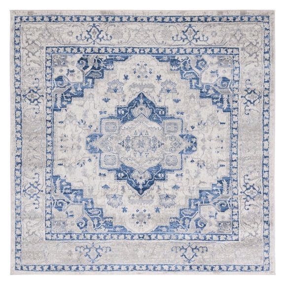 SAFAVIEH Brentwood Dimas Oriental Area Rug, Ivory/Blue, 6'7" x 6'7" Square