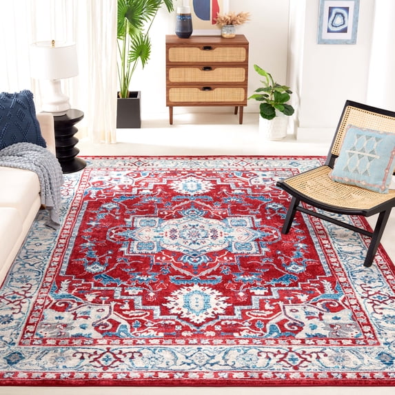 SAFAVIEH Brentwood Dimas Oriental Area Rug, Red/Beige, 6'7" x 6'7" Square