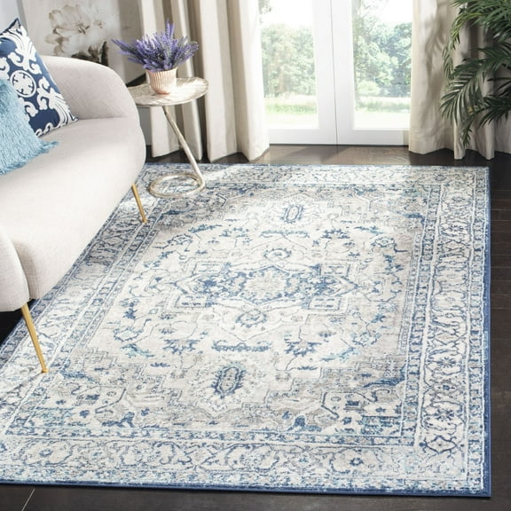 SAFAVIEH Brentwood Kerstin Traditional Area Rug, 6' x 9', Light Grey/Blue