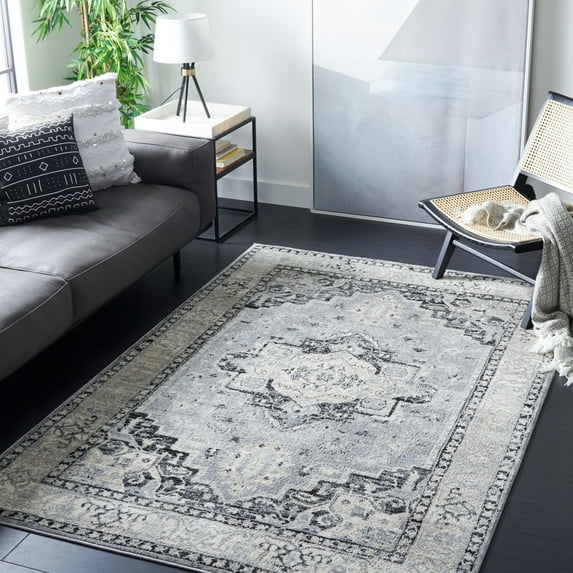 SAFAVIEH Brentwood Dimas Oriental Area Rug, Silver/Black, 6' x 9'