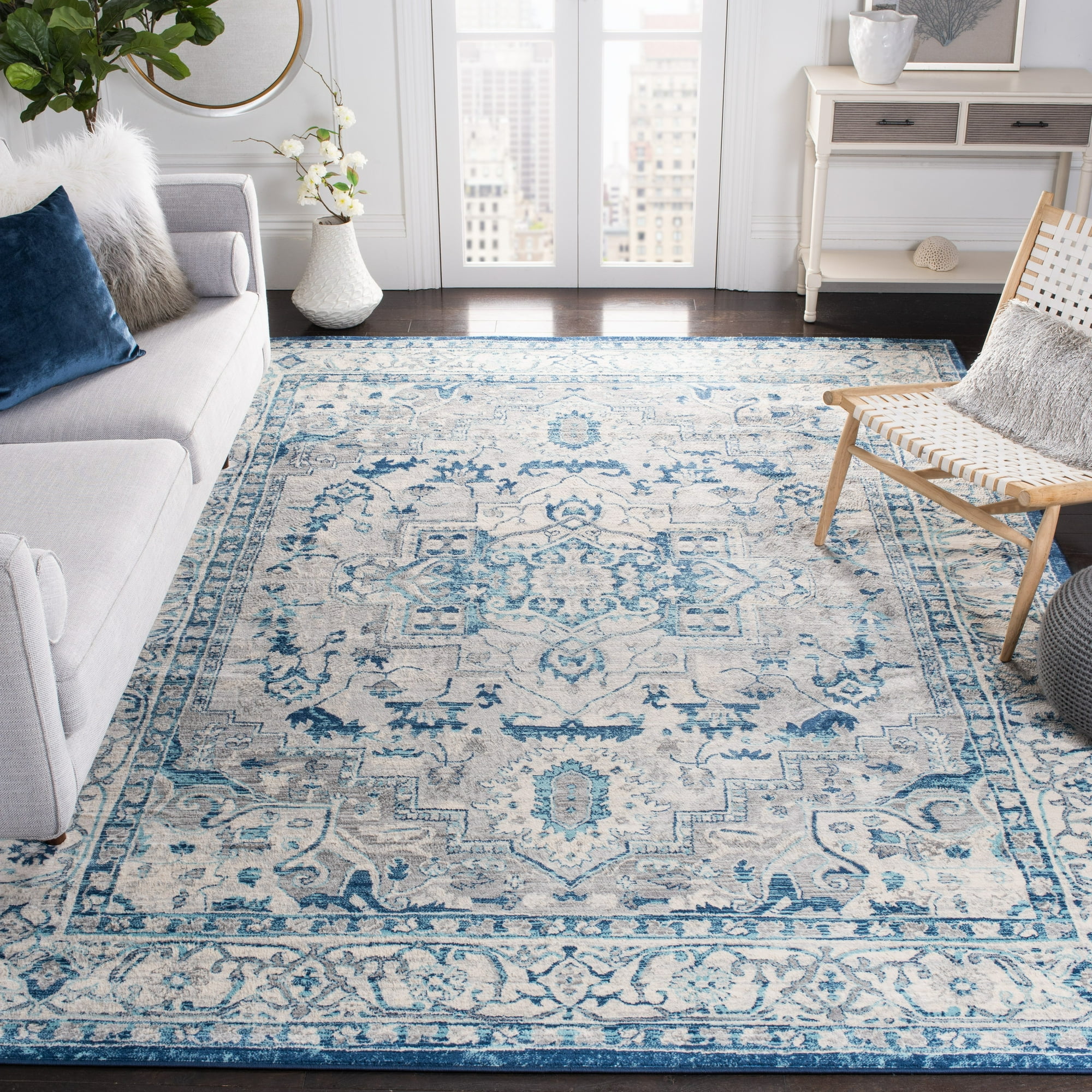 SAFAVIEH Brentwood Dimas Oriental Area Rug, Light Gray/Blue, 8' x 10'