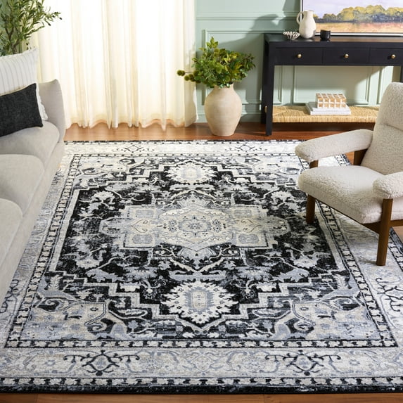SAFAVIEH Brentwood Dimas Oriental Area Rug, Black/Gray, 9' x 12'