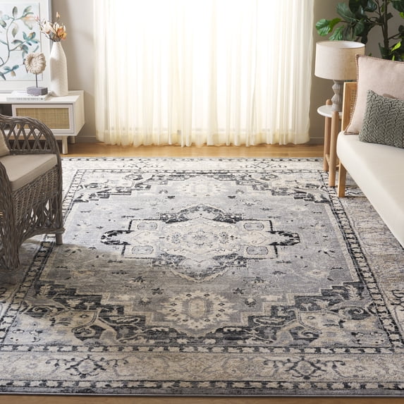 SAFAVIEH Brentwood Dimas Oriental Area Rug, Silver/Black, 9' x 12'