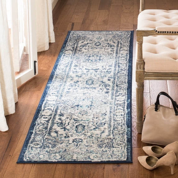 SAFAVIEH Brentwood Dimas Oriental Runner Rug, Light Gray/Blue, 2' x 10'