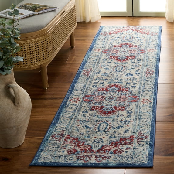 SAFAVIEH Brentwood Dimas Oriental Runner Rug, Beige/Red, 2' x 8'