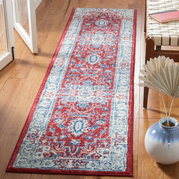 SAFAVIEH Brentwood Dimas Oriental Runner Rug, Red/Beige, 2' x 8'