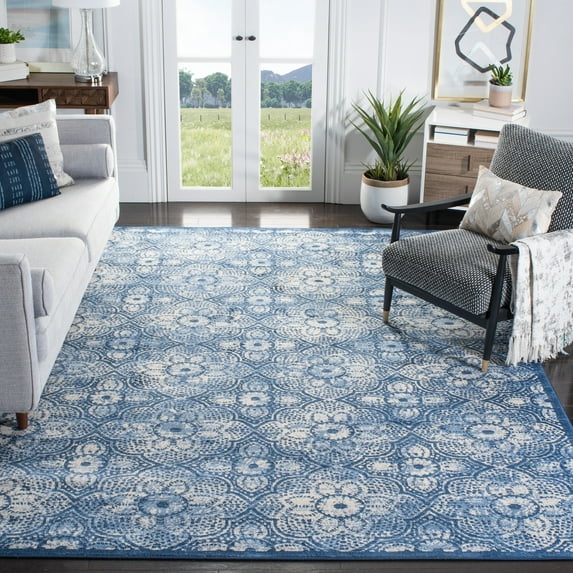 SAFAVIEH Brentwood Logan Geometric Area Rug, Navy/Creme, 8' x 10'
