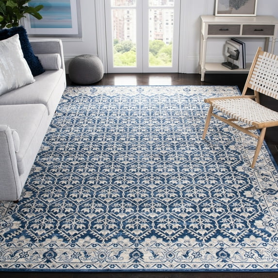 SAFAVIEH Brentwood Pompeii Geometric Area Rug, Navy/Light Gray, 10' x 13'