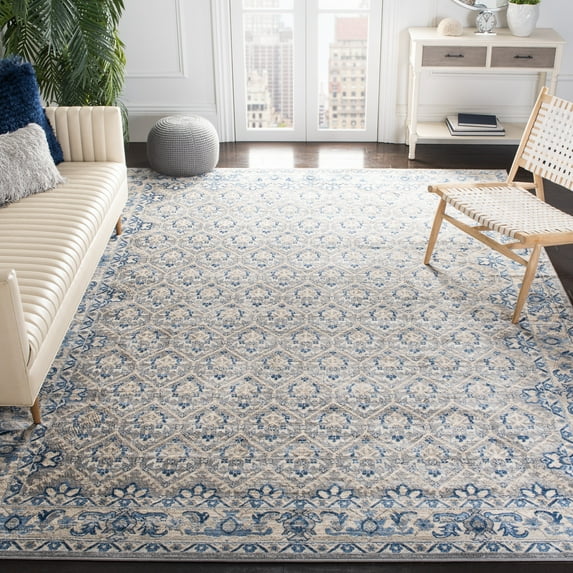SAFAVIEH Brentwood Pompeii Geometric Area Rug, Light Gray/Blue, 11' x 11' Square