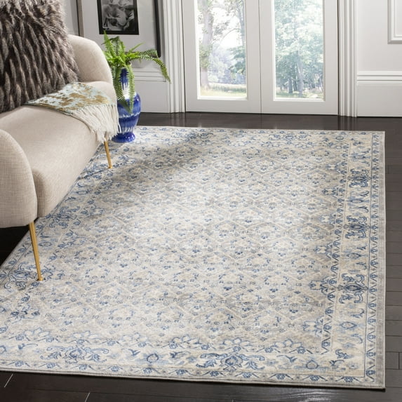 SAFAVIEH Brentwood Pompeii Geometric Area Rug, Light Gray/Blue, 3' x 3' Square