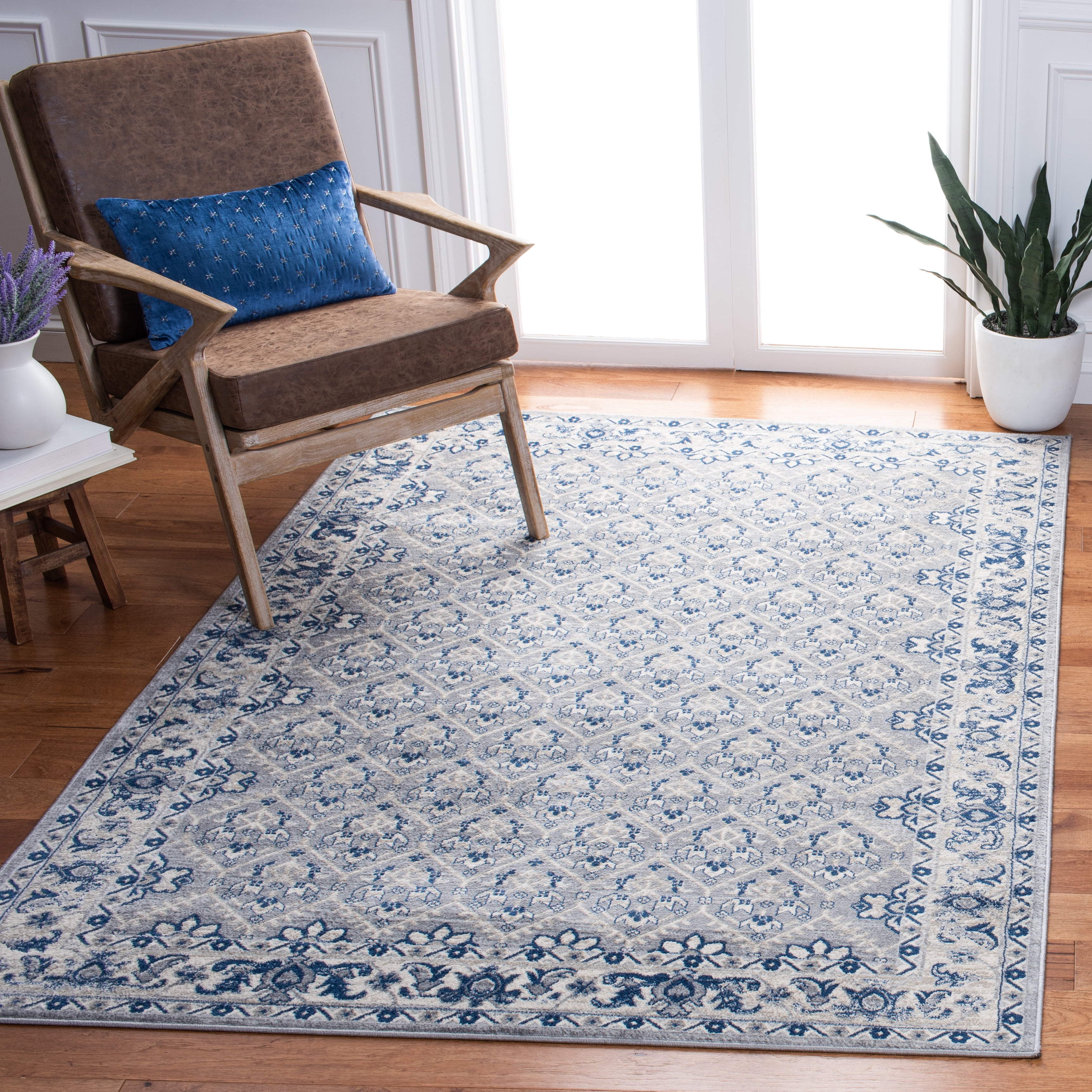 SAFAVIEH Brentwood Pompeii Geometric Area Rug, Gray/Blue, 6' x 9'