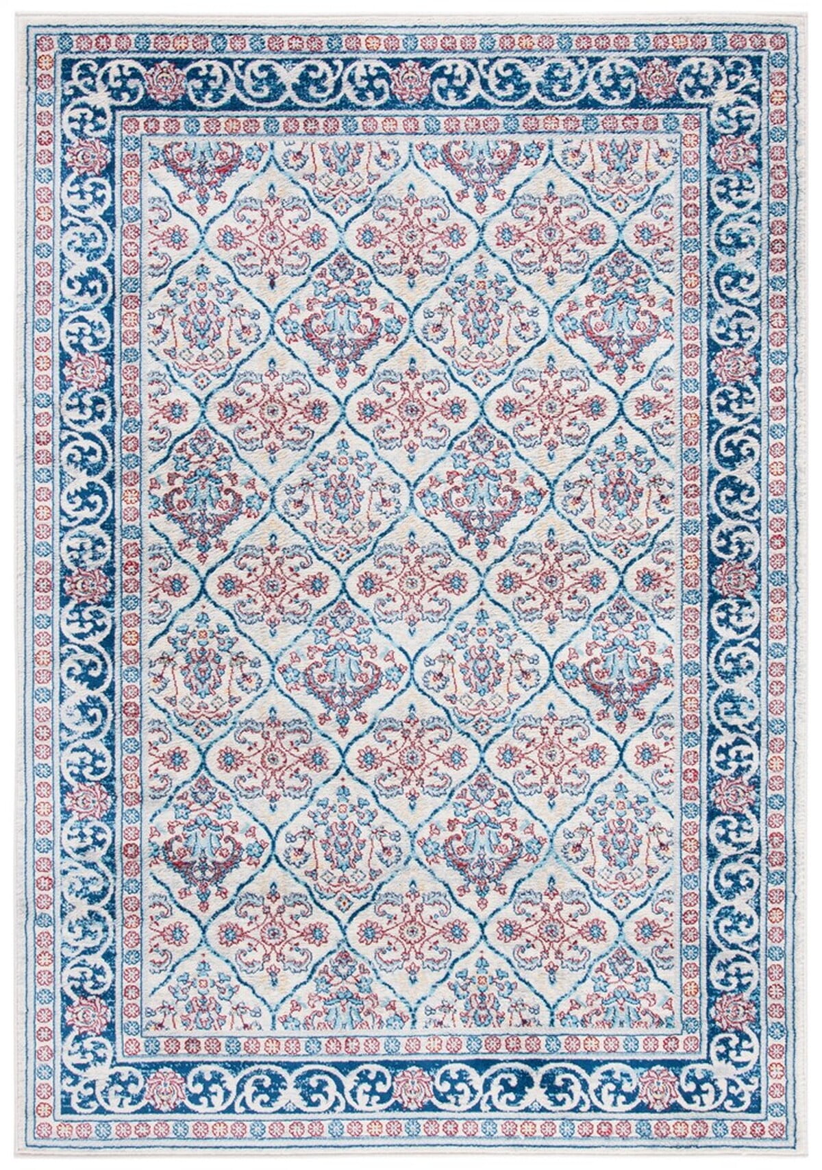 Brentwood 3' x 5' Blue and Beige Synthetic Area Rug