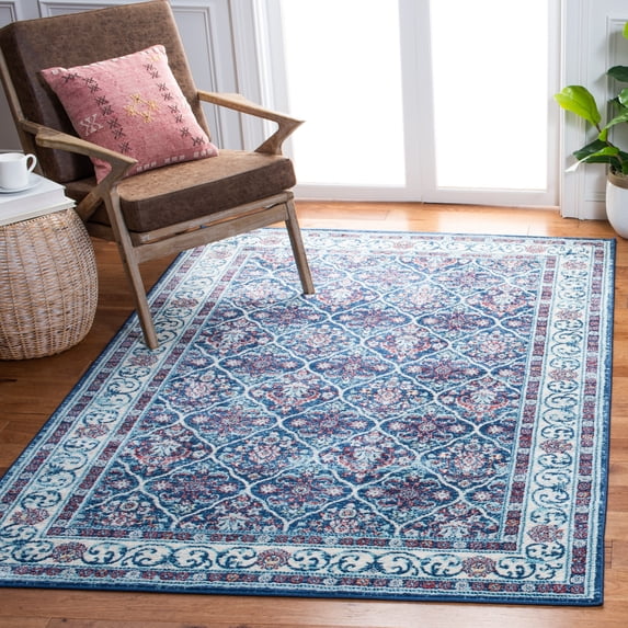 SAFAVIEH Brentwood Gillian Floral Area Rug, Navy/Red, 3' x 5'