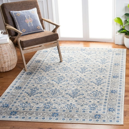 SAFAVIEH Brentwood Gillian Floral Area Rug, Ivory/Blue, 5'3" x 7'6"
