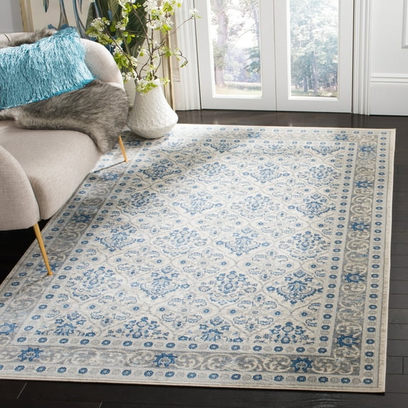 SAFAVIEH Brentwood Gillian Floral Area Rug, Light Gray/Blue, 5'3" x 7'6"