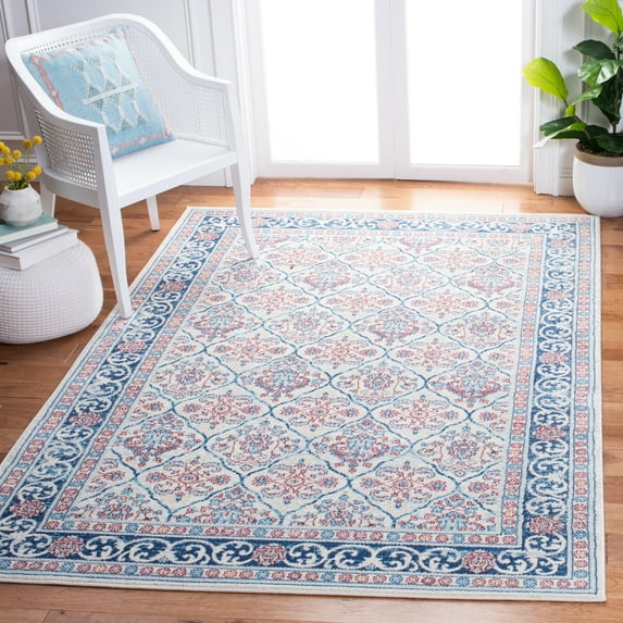 SAFAVIEH Brentwood Gillian Floral Area Rug, Beige/Navy, 6' x 9'