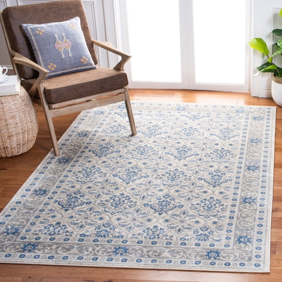 SAFAVIEH Brentwood Gillian Floral Area Rug, Ivory/Blue, 6' x 9'