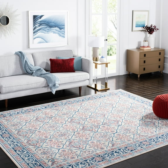 SAFAVIEH Brentwood Gillian Floral Area Rug, Beige/Navy, 9' x 12'